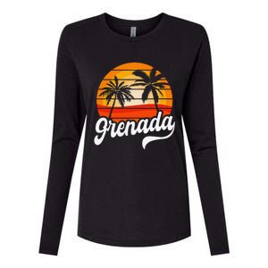 Grenada Beach Palm Tree Grenadian Vacation Womens Cotton Relaxed Long Sleeve T-Shirt