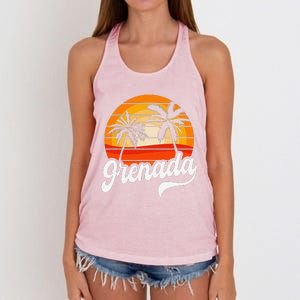 Grenada Beach Palm Tree Grenadian Vacation Women's Knotted Racerback Tank