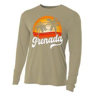 Grenada Beach Palm Tree Grenadian Vacation Cooling Performance Long Sleeve Crew