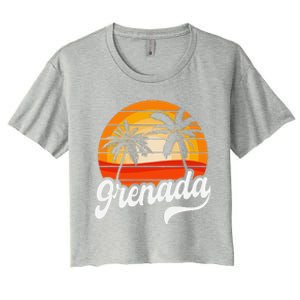 Grenada Beach Palm Tree Grenadian Vacation Women's Crop Top Tee