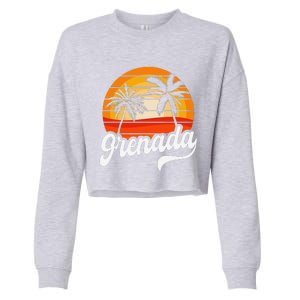 Grenada Beach Palm Tree Grenadian Vacation Cropped Pullover Crew