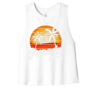 Grenada Beach Palm Tree Grenadian Vacation Women's Racerback Cropped Tank