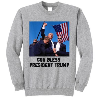 God Bless President Trump Donald Trump 2024 Trump Rally Pa Tall Sweatshirt