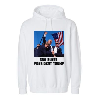 God Bless President Trump Donald Trump 2024 Trump Rally Pa Garment-Dyed Fleece Hoodie