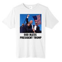 God Bless President Trump Donald Trump 2024 Trump Rally Pa Tall Fusion ChromaSoft Performance T-Shirt