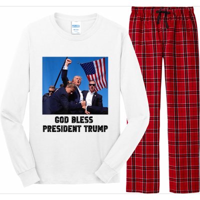 God Bless President Trump Donald Trump 2024 Trump Rally Pa Long Sleeve Pajama Set