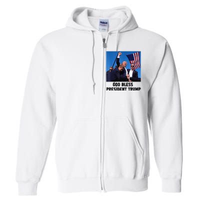 God Bless President Trump Donald Trump 2024 Trump Rally Pa Full Zip Hoodie