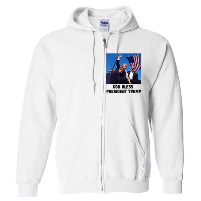 God Bless President Trump Donald Trump 2024 Trump Rally Pa Full Zip Hoodie