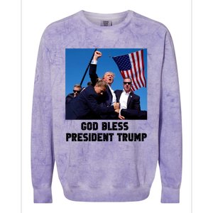 God Bless President Trump Donald Trump 2024 Colorblast Crewneck Sweatshirt