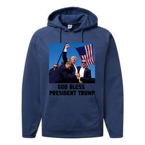 God Bless President Trump Donald Trump 2024 Performance Fleece Hoodie