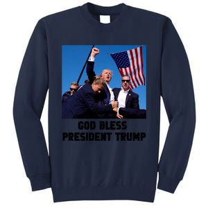 God Bless President Trump Donald Trump 2024 Tall Sweatshirt