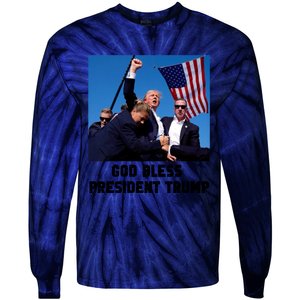 God Bless President Trump Donald Trump 2024 Tie-Dye Long Sleeve Shirt