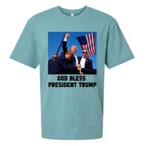 God Bless President Trump Donald Trump 2024 Sueded Cloud Jersey T-Shirt