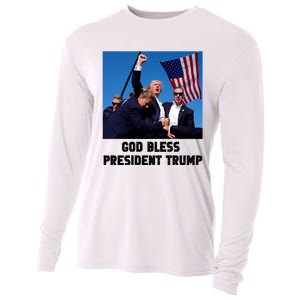 God Bless President Trump Donald Trump 2024 Cooling Performance Long Sleeve Crew