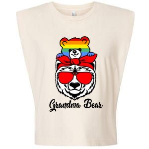 Grandma Bear Proud Grandma Flag Lgbt Pride Mothers Day Gift Garment-Dyed Women's Muscle Tee