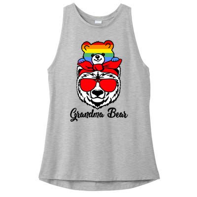 Grandma Bear Proud Grandma Flag Lgbt Pride Mothers Day Gift Ladies PosiCharge Tri-Blend Wicking Tank