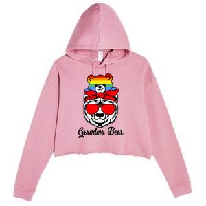 Grandma Bear Proud Grandma Flag Lgbt Pride Mothers Day Gift Crop Fleece Hoodie