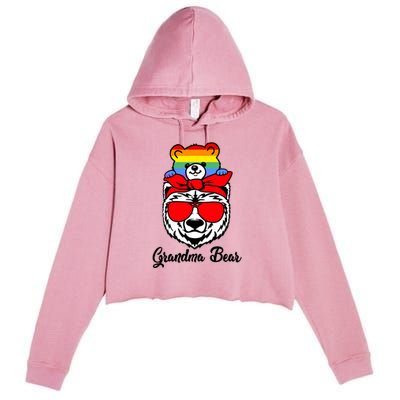 Grandma Bear Proud Grandma Flag Lgbt Pride Mothers Day Gift Crop Fleece Hoodie