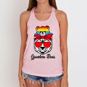 Grandma Bear Proud Grandma Flag Lgbt Pride Mothers Day Gift Women's Knotted Racerback Tank