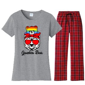 Grandma Bear Proud Grandma Flag Lgbt Pride Mothers Day Gift Women's Flannel Pajama Set