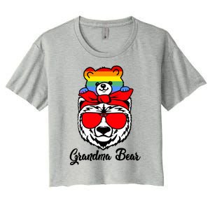 Grandma Bear Proud Grandma Flag Lgbt Pride Mothers Day Gift Women's Crop Top Tee