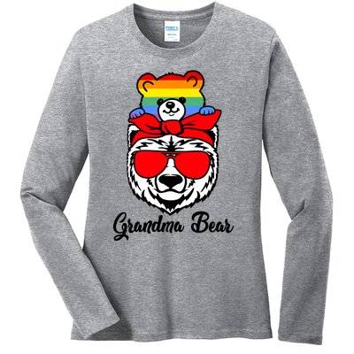 Grandma Bear Proud Grandma Flag Lgbt Pride Mothers Day Gift Ladies Long Sleeve Shirt