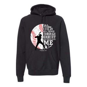 Gifts Baseball Players Teens Boy Christian Bible Verse Premium Hoodie