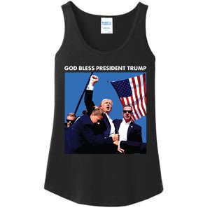 God Bless President Trump Shooting At Donald Trump Rally Ladies Essential Tank