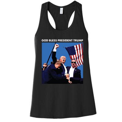 God Bless President Trump Shooting At Donald Trump Rally Women's Racerback Tank