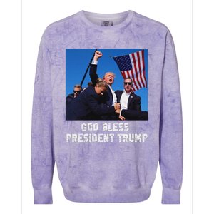 God Bless President Trump 2024 Patriot Colorblast Crewneck Sweatshirt