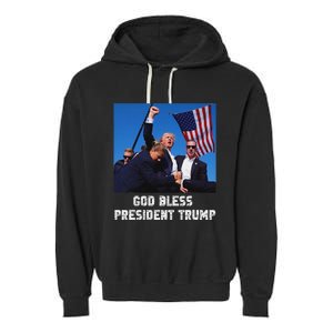 God Bless President Trump 2024 Patriot Garment-Dyed Fleece Hoodie