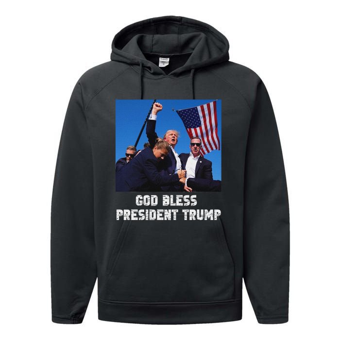 God Bless President Trump 2024 Patriot Performance Fleece Hoodie