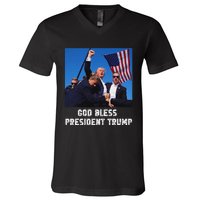 God Bless President Trump 2024 Patriot V-Neck T-Shirt