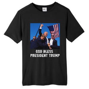 God Bless President Trump 2024 Patriot Tall Fusion ChromaSoft Performance T-Shirt