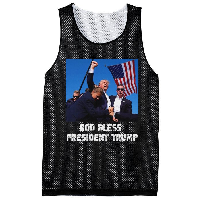 God Bless President Trump 2024 Patriot Mesh Reversible Basketball Jersey Tank