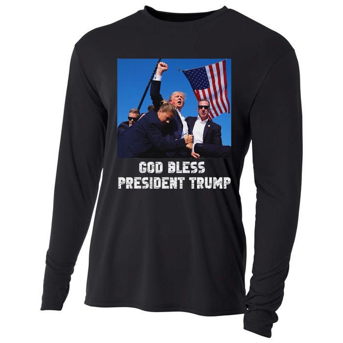 God Bless President Trump 2024 Patriot Cooling Performance Long Sleeve Crew