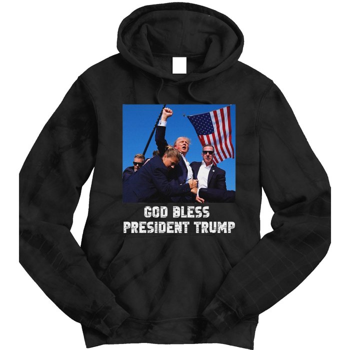 God Bless President Trump 2024 Patriot Tie Dye Hoodie