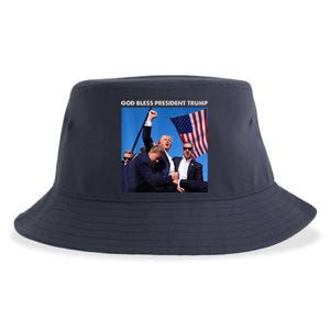 God Bless President Trump Shooting At Donald Trump Rally 2024 Sustainable Bucket Hat