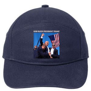 God Bless President Trump Shooting At Donald Trump Rally 2024 7-Panel Snapback Hat