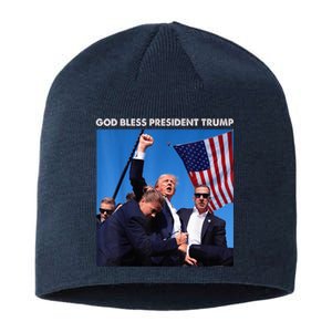 God Bless President Trump Shooting At Donald Trump Rally 2024 Sustainable Beanie