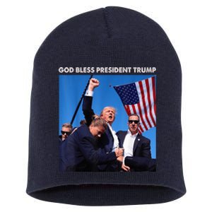 God Bless President Trump Shooting At Donald Trump Rally 2024 Short Acrylic Beanie