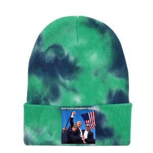 God Bless President Trump Shooting At Donald Trump Rally 2024 Tie Dye 12in Knit Beanie