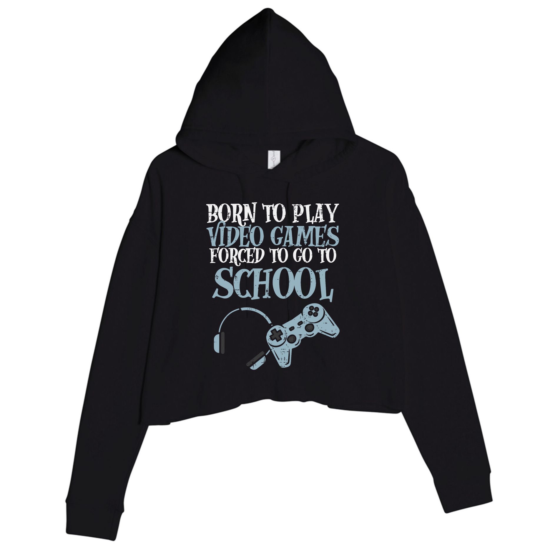 Gamer Born Play Video Game Fun Gaming Crop Fleece Hoodie