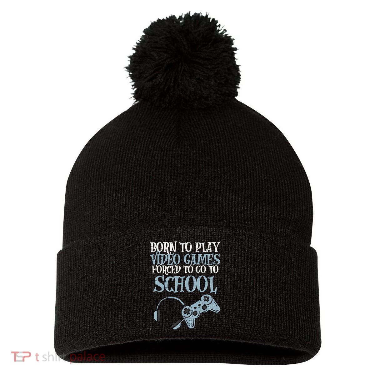 Gamer Born Play Video Game Fun Gaming Pom Pom 12in Knit Beanie