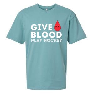 Give Blood Play Hockey Funny Ice Hockey Player Gift Meaningful Gift Sueded Cloud Jersey T-Shirt