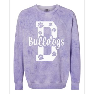 Go Bulldogs Pawprint School Mascot Spirit Football Colorblast Crewneck Sweatshirt