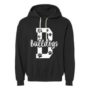 Go Bulldogs Pawprint School Mascot Spirit Football Garment-Dyed Fleece Hoodie