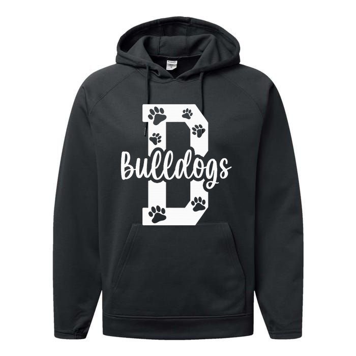 Go Bulldogs Pawprint School Mascot Spirit Football Performance Fleece Hoodie