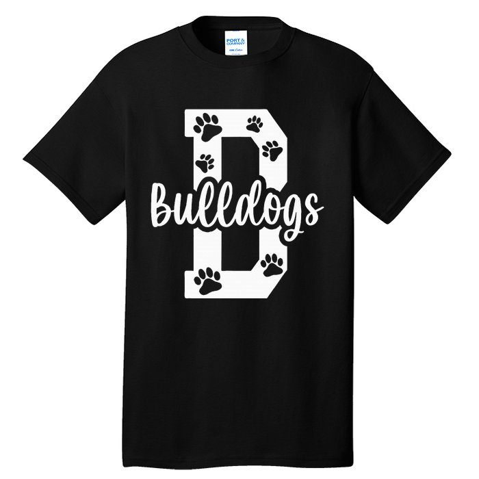 Go Bulldogs Pawprint School Mascot Spirit Football Tall T-Shirt