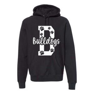 Go Bulldogs Pawprint School Mascot Spirit Football Premium Hoodie